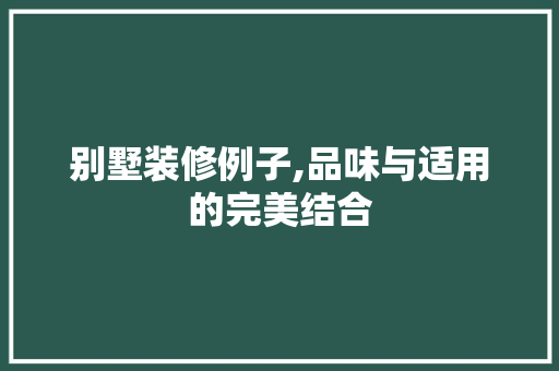 别墅装修例子,品味与适用的完美结合