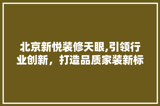 北京新悦装修天眼,引领行业创新，打造品质家装新标杆
