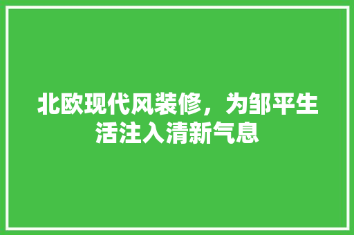 北欧现代风装修，为邹平生活注入清新气息