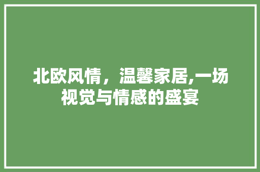 北欧风情，温馨家居,一场视觉与情感的盛宴