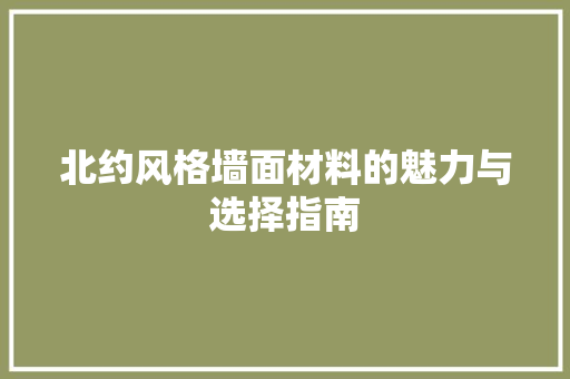 北约风格墙面材料的魅力与选择指南