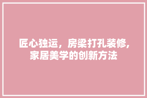 匠心独运，房梁打孔装修,家居美学的创新方法