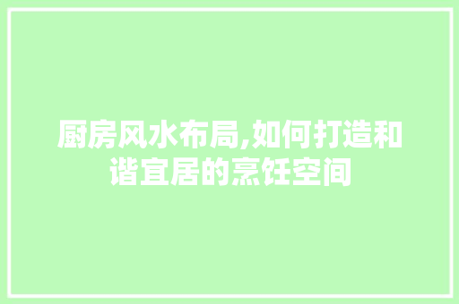 厨房风水布局,如何打造和谐宜居的烹饪空间