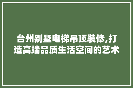 台州别墅电梯吊顶装修,打造高端品质生活空间的艺术演绎