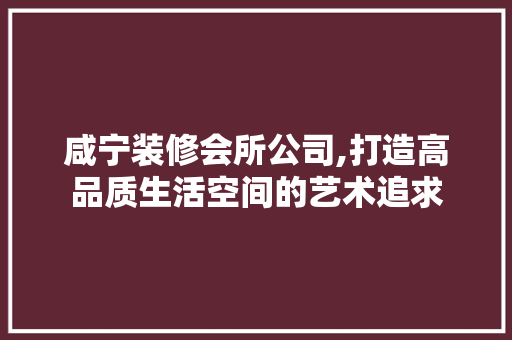 咸宁装修会所公司,打造高品质生活空间的艺术追求