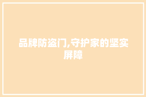 品牌防盗门,守护家的坚实屏障
