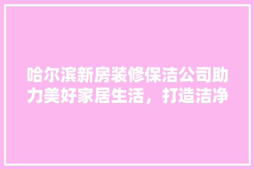 哈尔滨新房装修保洁公司助力美好家居生活，打造洁净舒适新居