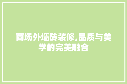 商场外墙砖装修,品质与美学的完美融合