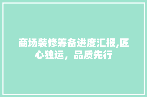 商场装修筹备进度汇报,匠心独运，品质先行