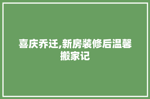 喜庆乔迁,新房装修后温馨搬家记