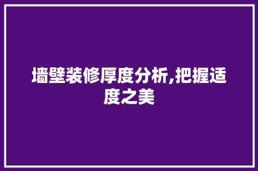 墙壁装修厚度分析,把握适度之美