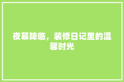 夜幕降临，装修日记里的温馨时光