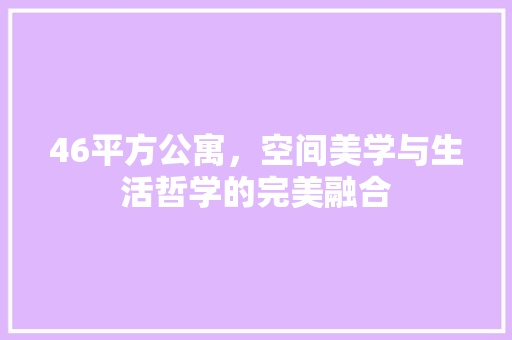46平方公寓，空间美学与生活哲学的完美融合