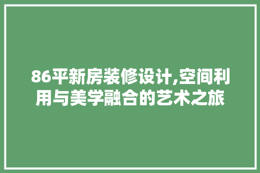 86平新房装修设计,空间利用与美学融合的艺术之旅