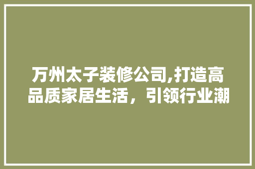 万州太子装修公司,打造高品质家居生活，引领行业潮流
