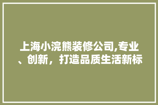 上海小浣熊装修公司,专业、创新，打造品质生活新标杆