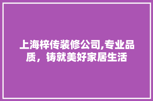 上海梓传装修公司,专业品质，铸就美好家居生活