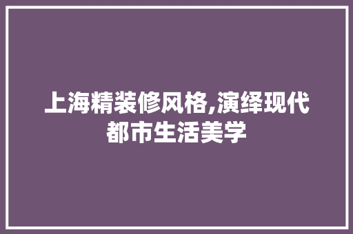 上海精装修风格,演绎现代都市生活美学