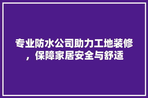 专业防水公司助力工地装修，保障家居安全与舒适