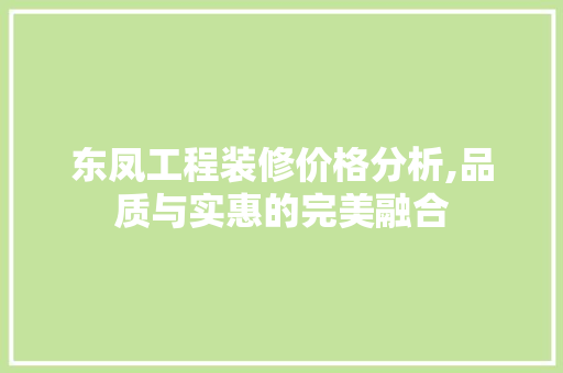 东凤工程装修价格分析,品质与实惠的完美融合