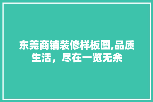 东莞商铺装修样板图,品质生活，尽在一览无余