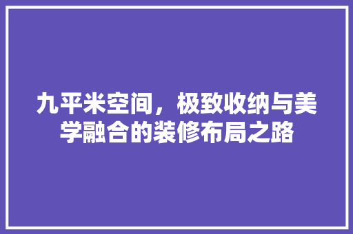 九平米空间，极致收纳与美学融合的装修布局之路
