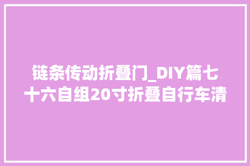 链条传动折叠门_DIY篇七十六自组20寸折叠自行车清单分享被动成为维修技师