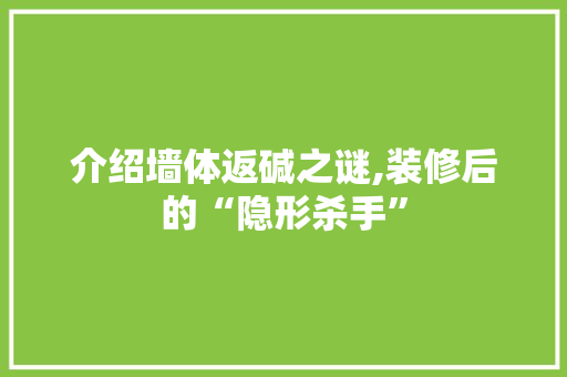 介绍墙体返碱之谜,装修后的“隐形杀手”