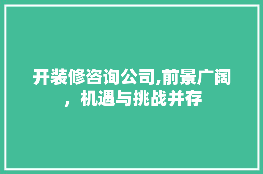 开装修咨询公司,前景广阔，机遇与挑战并存