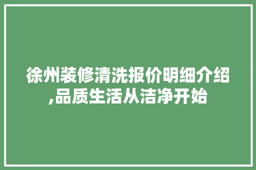 徐州装修清洗报价明细介绍,品质生活从洁净开始