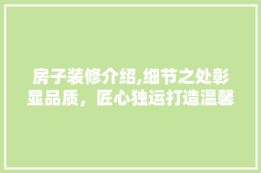 房子装修介绍,细节之处彰显品质，匠心独运打造温馨家园
