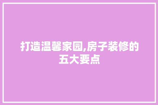 打造温馨家园,房子装修的五大要点