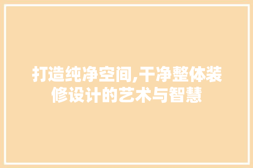 打造纯净空间,干净整体装修设计的艺术与智慧