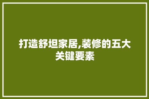 打造舒坦家居,装修的五大关键要素