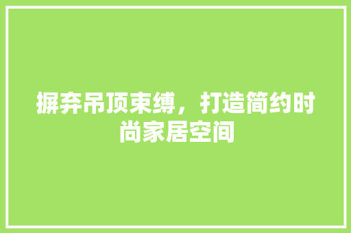 摒弃吊顶束缚，打造简约时尚家居空间