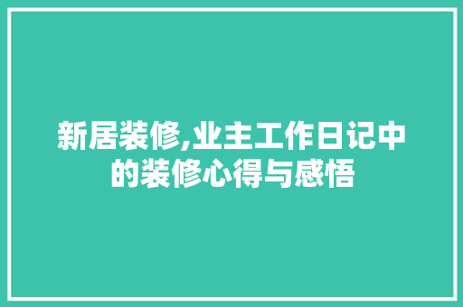 新居装修,业主工作日记中的装修心得与感悟