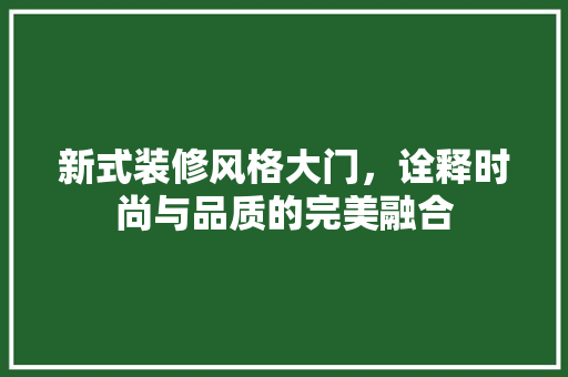 新式装修风格大门，诠释时尚与品质的完美融合