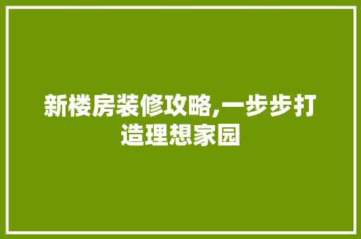 新楼房装修攻略,一步步打造理想家园