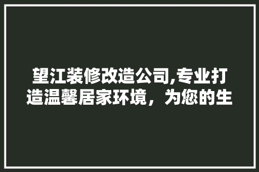 望江装修改造公司,专业打造温馨居家环境，为您的生活增添色彩