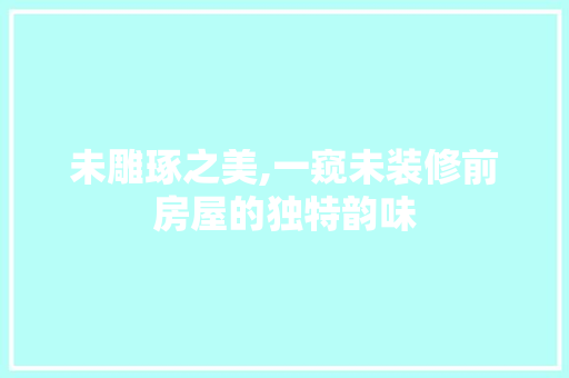 未雕琢之美,一窥未装修前房屋的独特韵味
