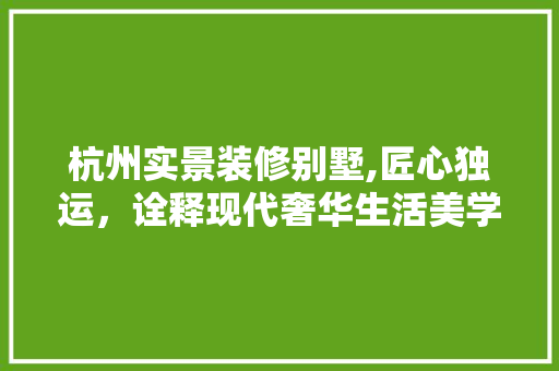 杭州实景装修别墅,匠心独运，诠释现代奢华生活美学