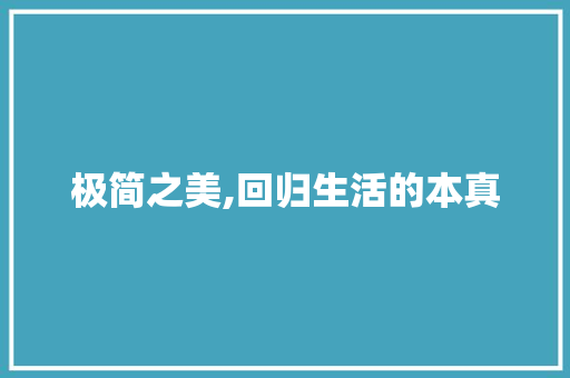 极简之美,回归生活的本真