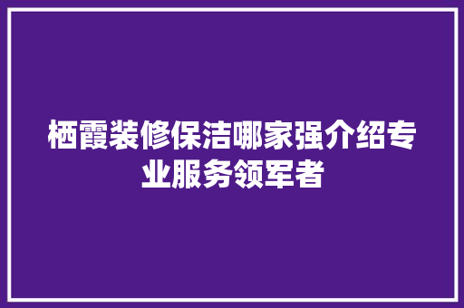 栖霞装修保洁哪家强介绍专业服务领军者