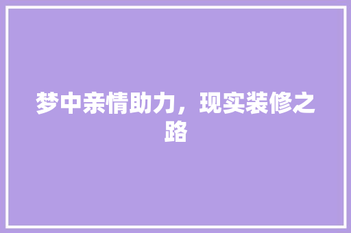 梦中亲情助力，现实装修之路