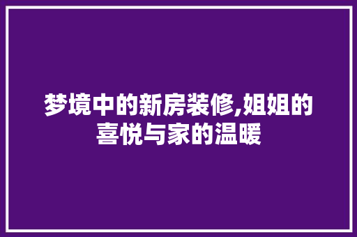 梦境中的新房装修,姐姐的喜悦与家的温暖