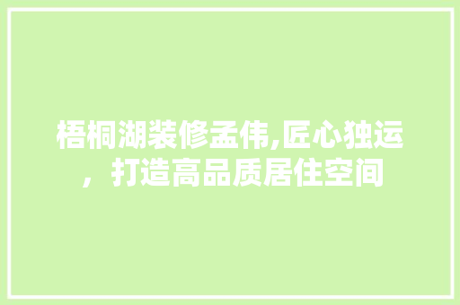 梧桐湖装修孟伟,匠心独运，打造高品质居住空间