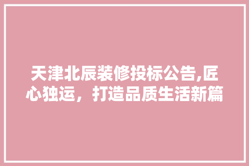 天津北辰装修投标公告,匠心独运，打造品质生活新篇章