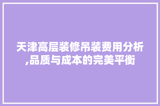 天津高层装修吊装费用分析,品质与成本的完美平衡