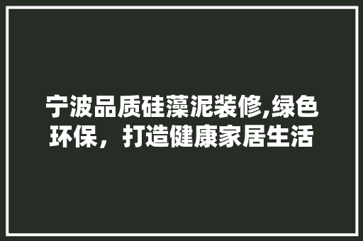 宁波品质硅藻泥装修,绿色环保，打造健康家居生活