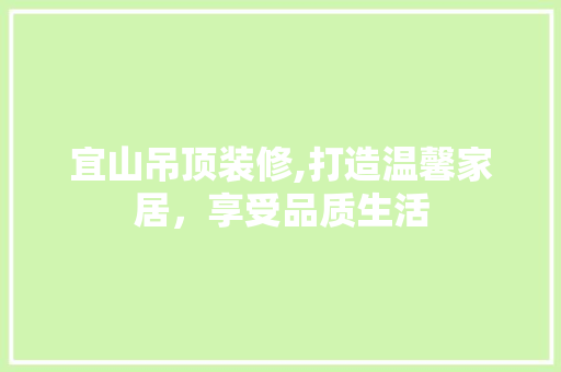宜山吊顶装修,打造温馨家居，享受品质生活